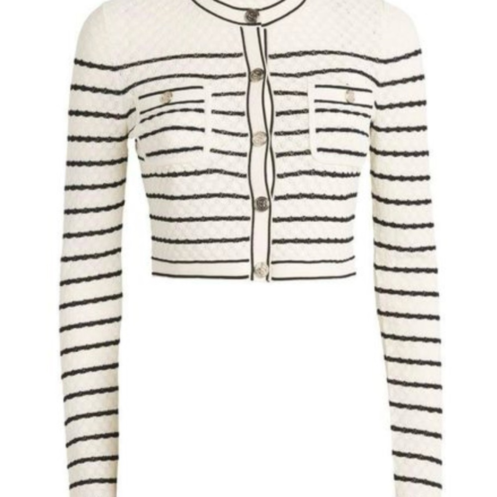 Sandro White and Black Striped Cardigan